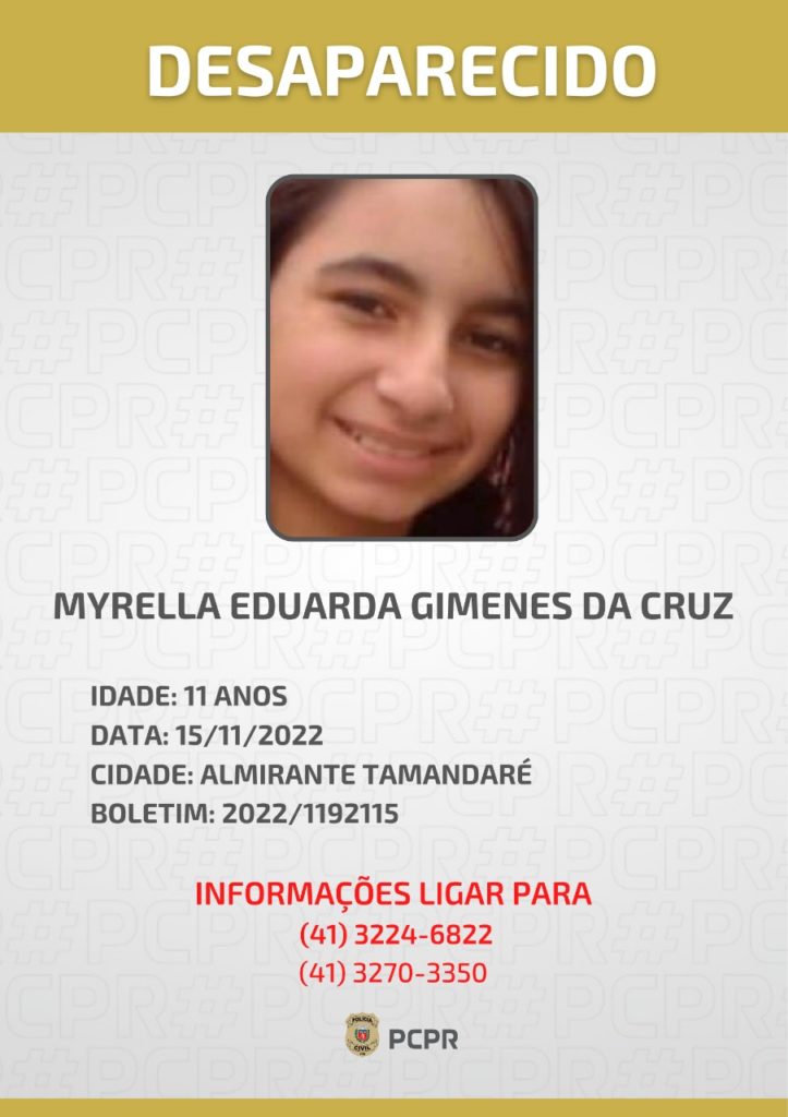 Menina de 12 anos está desaparecida há dois dias em Curitiba