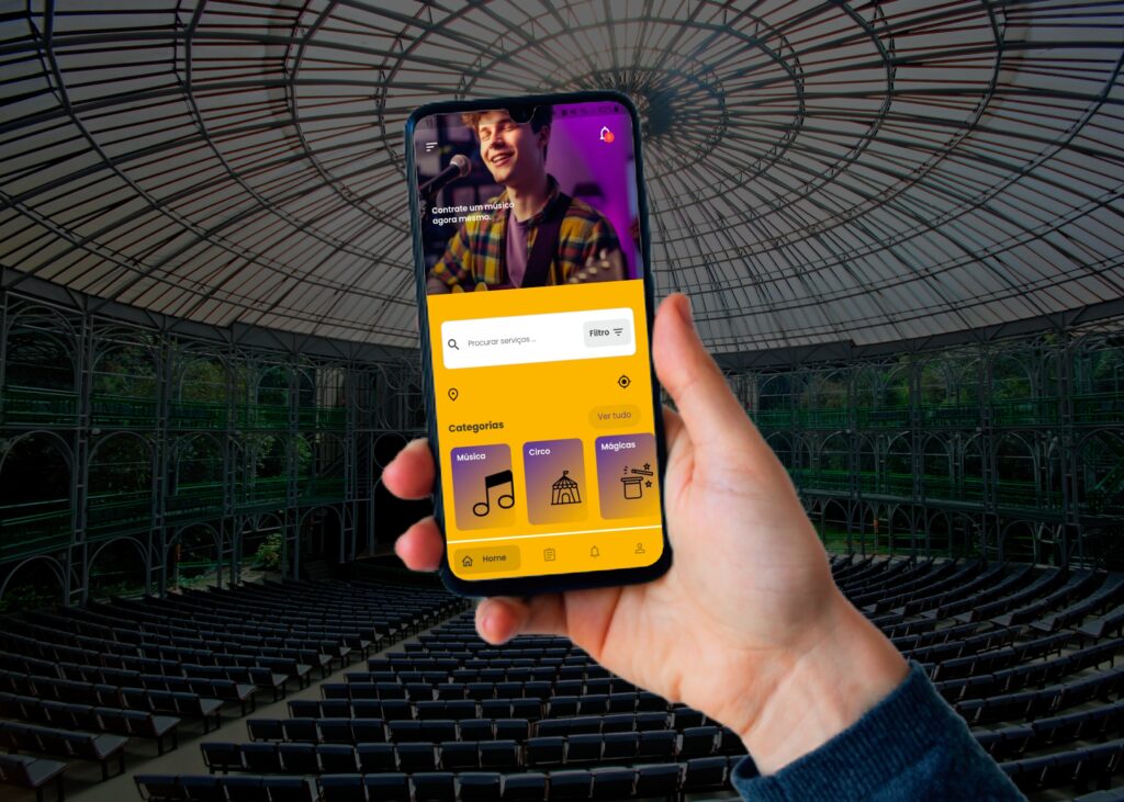 Isolated right hand with smartphone