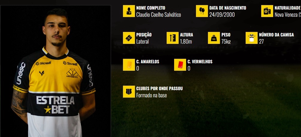 O lateral-direito Claudinho, do Criciúma