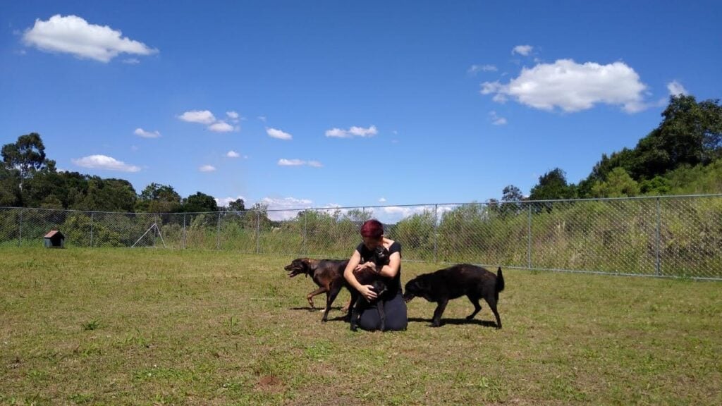Ana Paula e dis cachorros