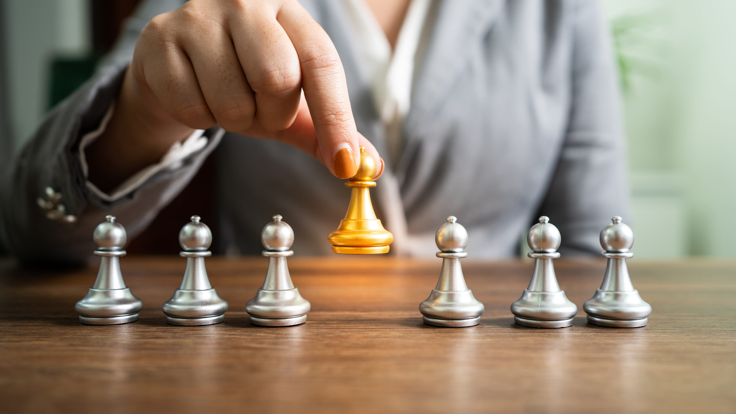 Human resources concept career management with clasped hands pla