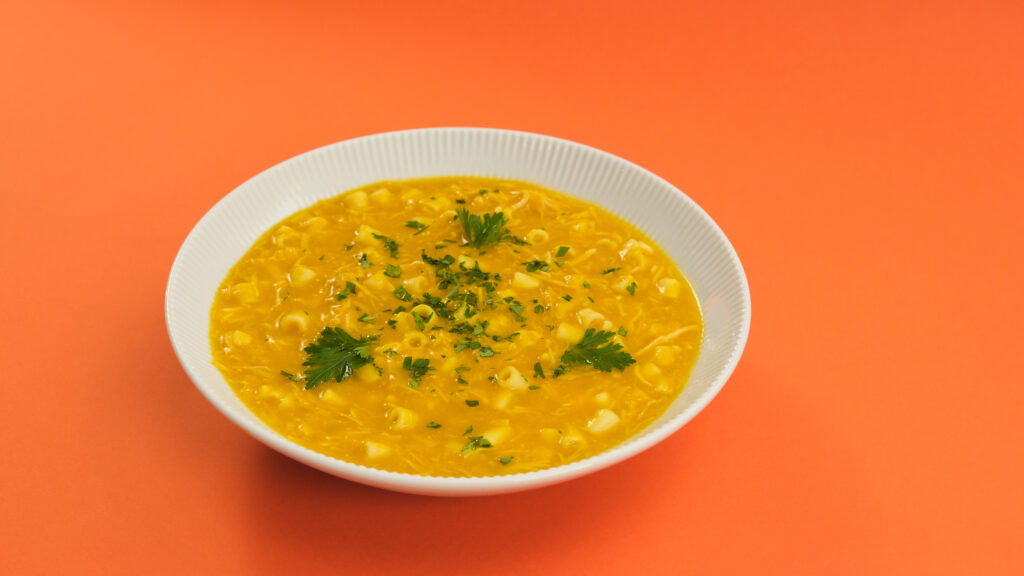 Caldo de Abóbora com Frango e Macarrão – Todeschini