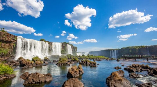 View,Of,The,Iguazu,Falls,,Border,Between,Brazil,And,Argentina.