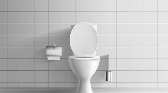 Toilet room equipment 3d realistic vector mockup