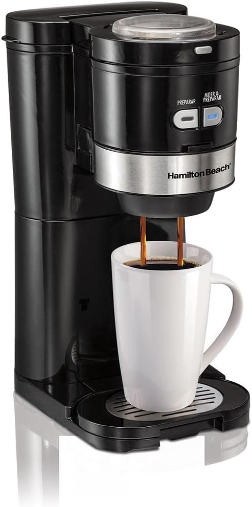 Cafeteira Individual com Moedor, 2 Xícaras, Preta/Prata, 110v, Hamilton Beach
