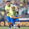 Andreas Pereira comemora o gol do Brasil sobre o México