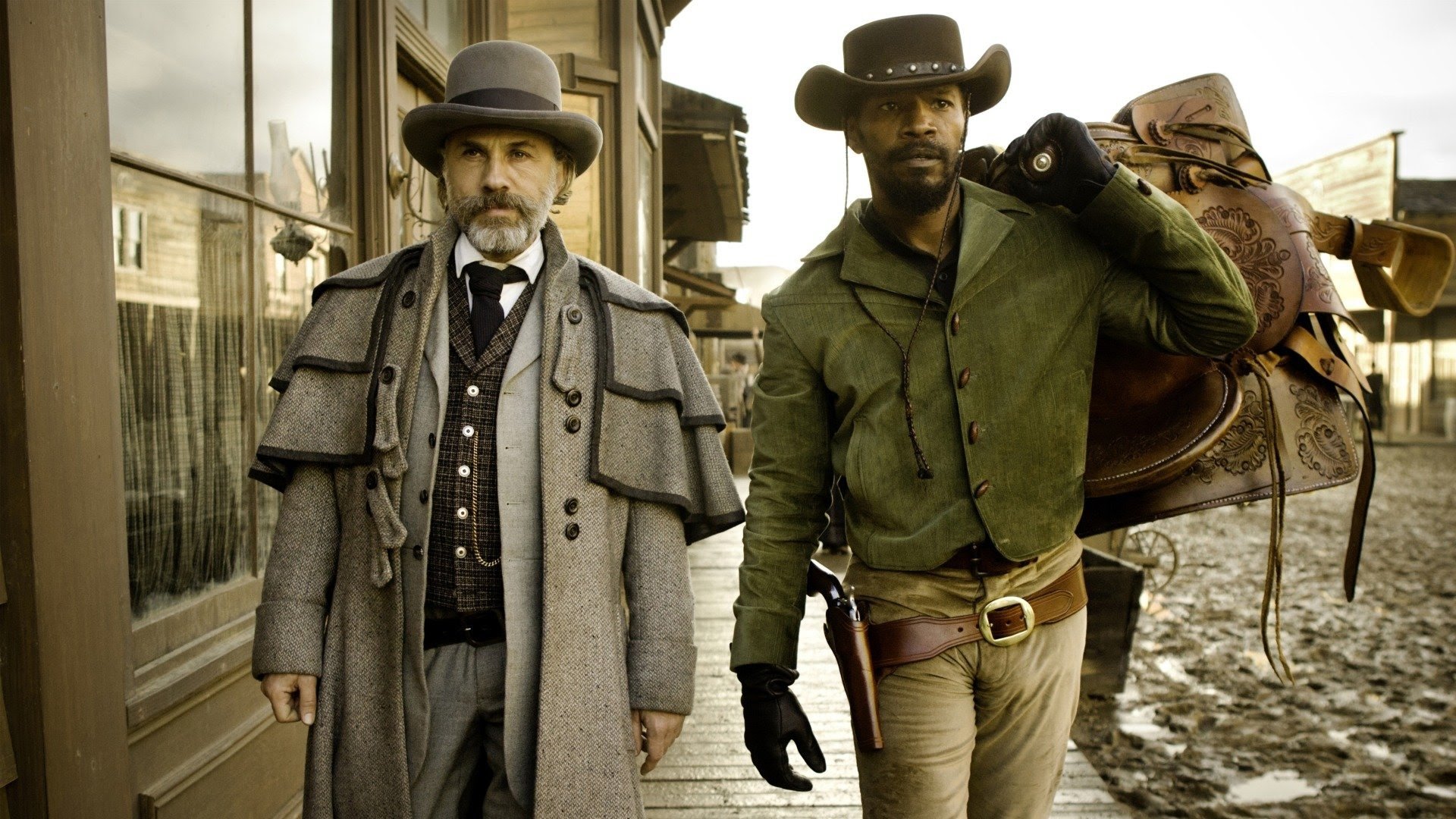 Schultz (Christoph Waltz) and Django (Jamie Foxx)