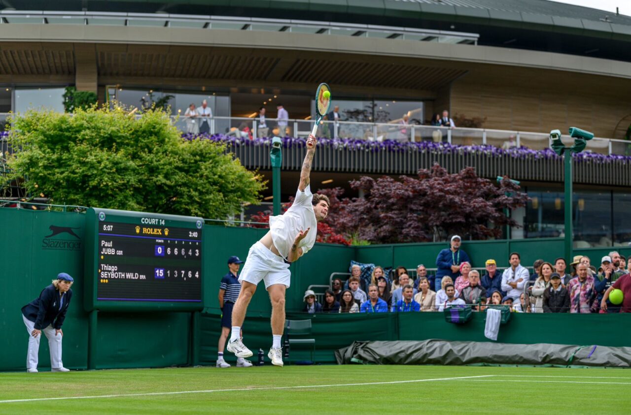 O tenista paranaense Thiago Wild em Wimbledon