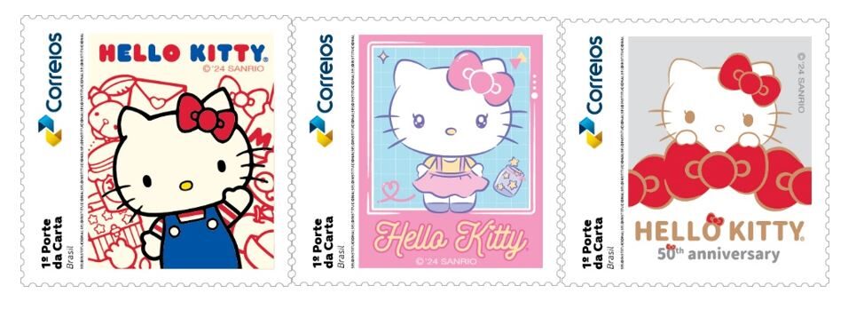 hello kitty selos postais correios sanrio