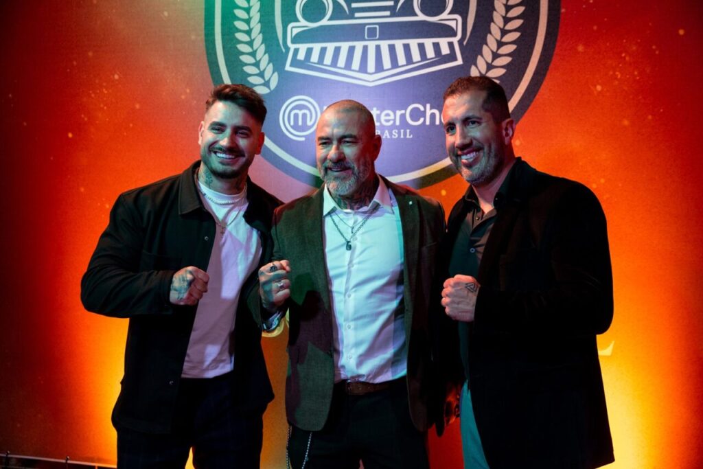 Lucas Castro, fundador, Henrique Fogaça, embaixador da marca e Rodrigo Cardoso, sócio e CEO foto Cook Filmes divulgação