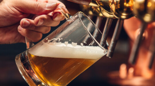 fresh light beer in mug