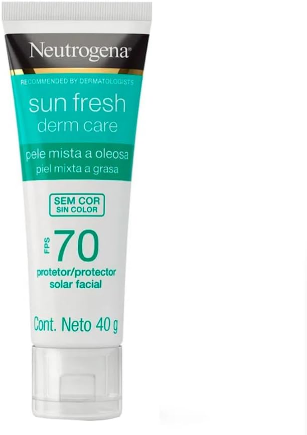 Neutrogena Sun Fresh Protetor Solar Facial Para Pele Oleosa Derm Care Sem Cor FPS 70, 40g