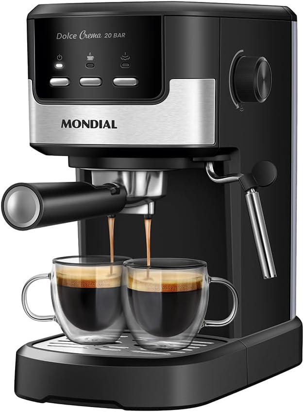 Cafeteira Espresso Dolce Crema 20 Bar, Mondial, Preto/Inox, 1200W
