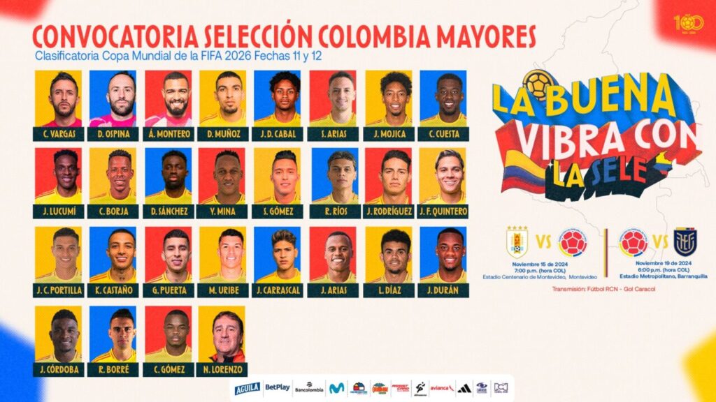 Convocados pela seleção colombiana: Sebá Gómez na lista