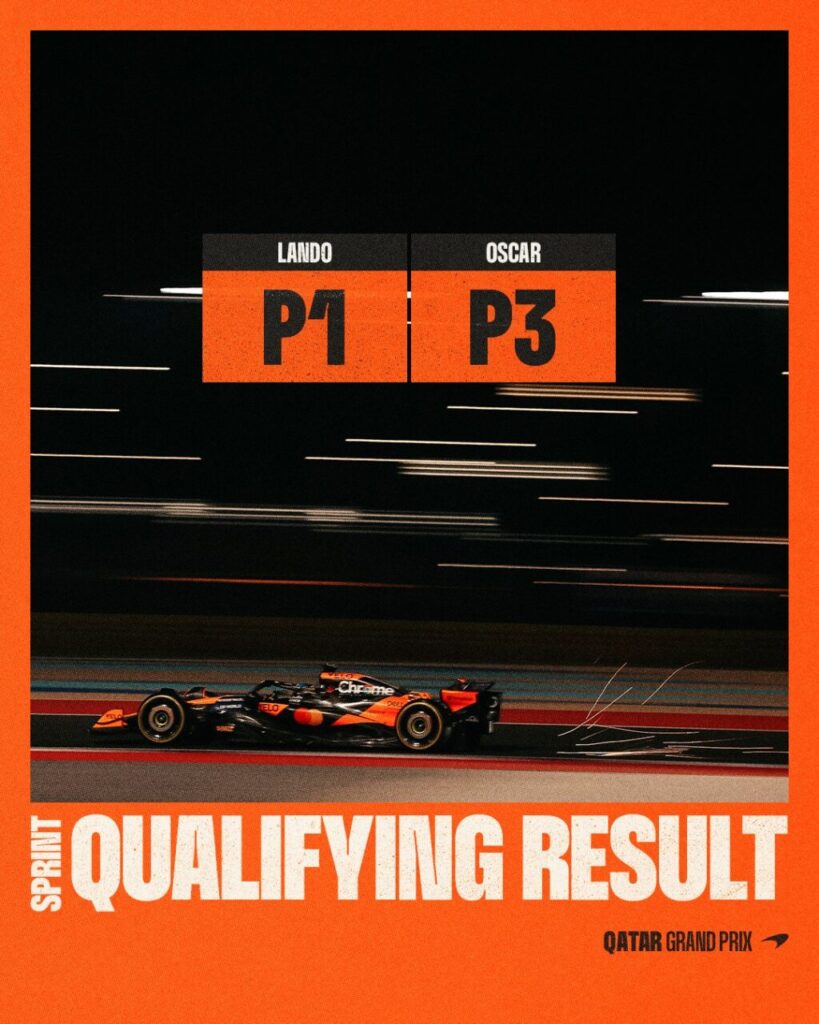 McLaren de Lando Norris na frente