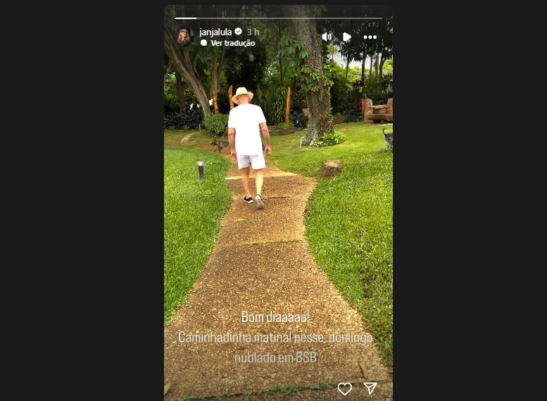 Vídeo postado por Janja, com caminhada de Lula