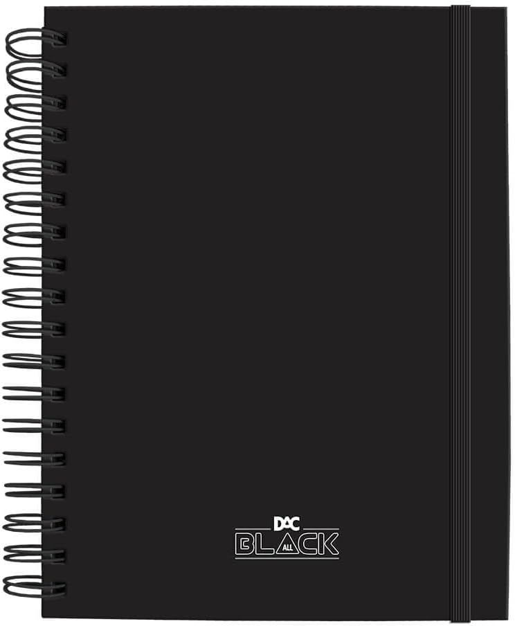 Caderno Smart DAC Capa Dura Com Elástico 80 Folhas - All Black,