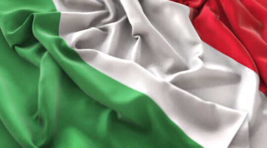 Italy Flag Ruffled Beautifully Waving Macro Close-Up Shot