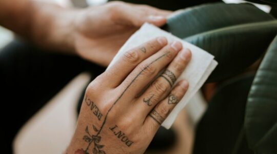 mao-tatuada-limpando-a-folha-da-planta-de-casa_53876-129315