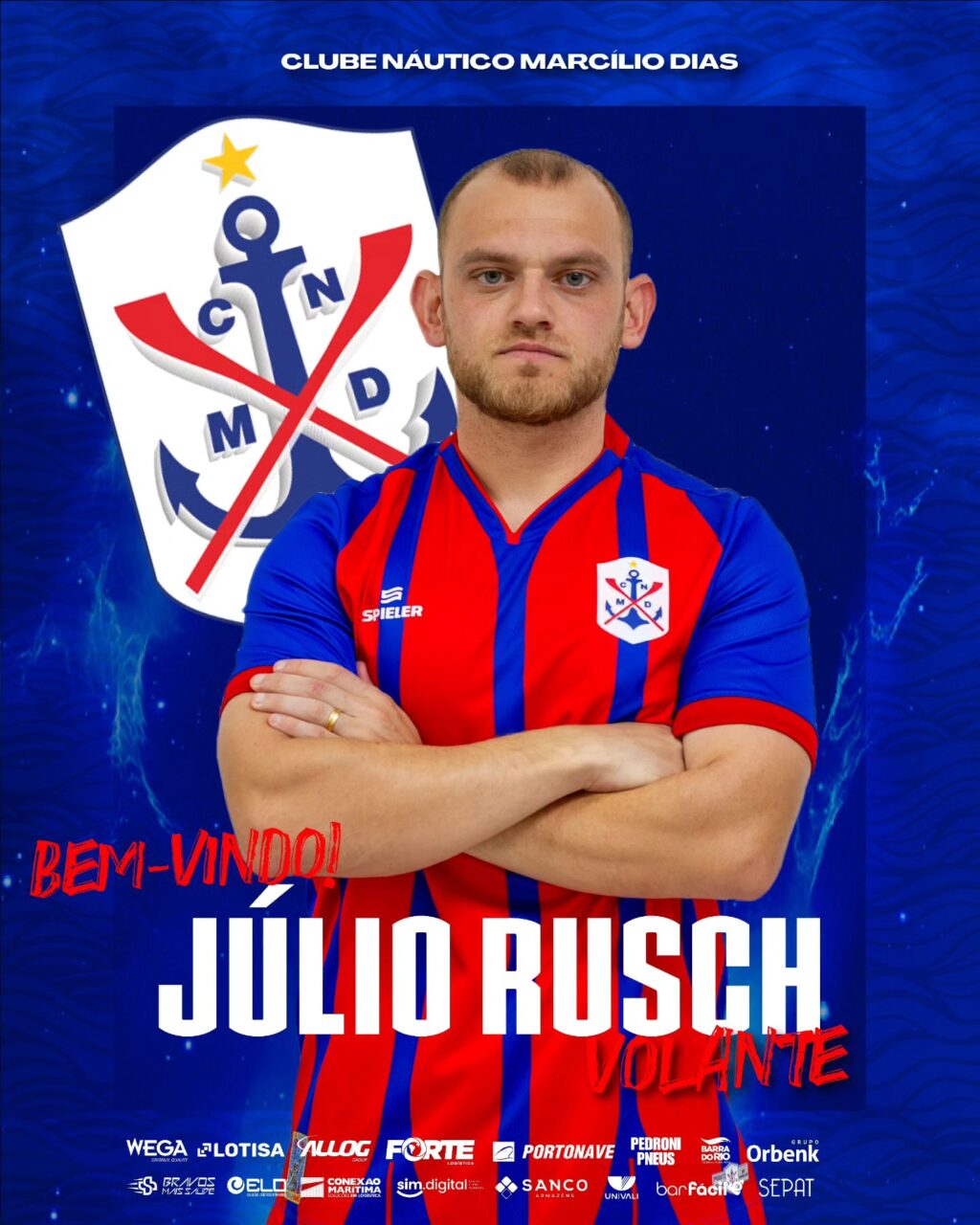 O volante Júlio Rusch, ex-Paraná Clube, é apresentado pelo Marcílio Dias