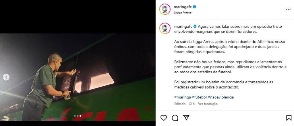 Maringá relata ataque ao ônibus