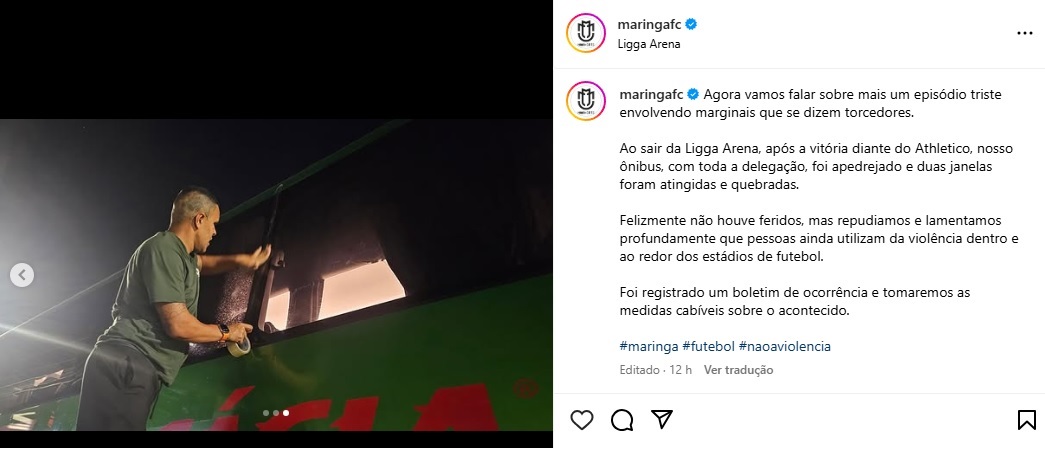 Maringá relata ataque ao ônibus