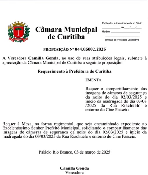 camila gonda imagens de câmeras rua riachuelo violência vereadores