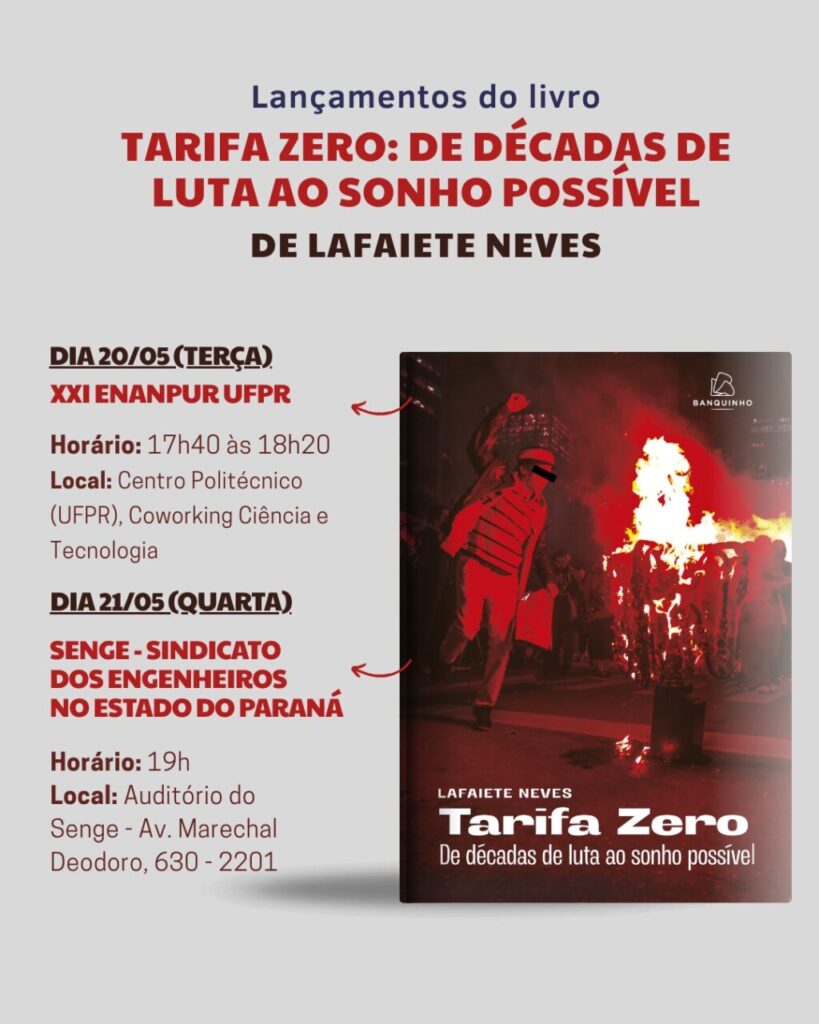 livro tarifa zero capa e convite