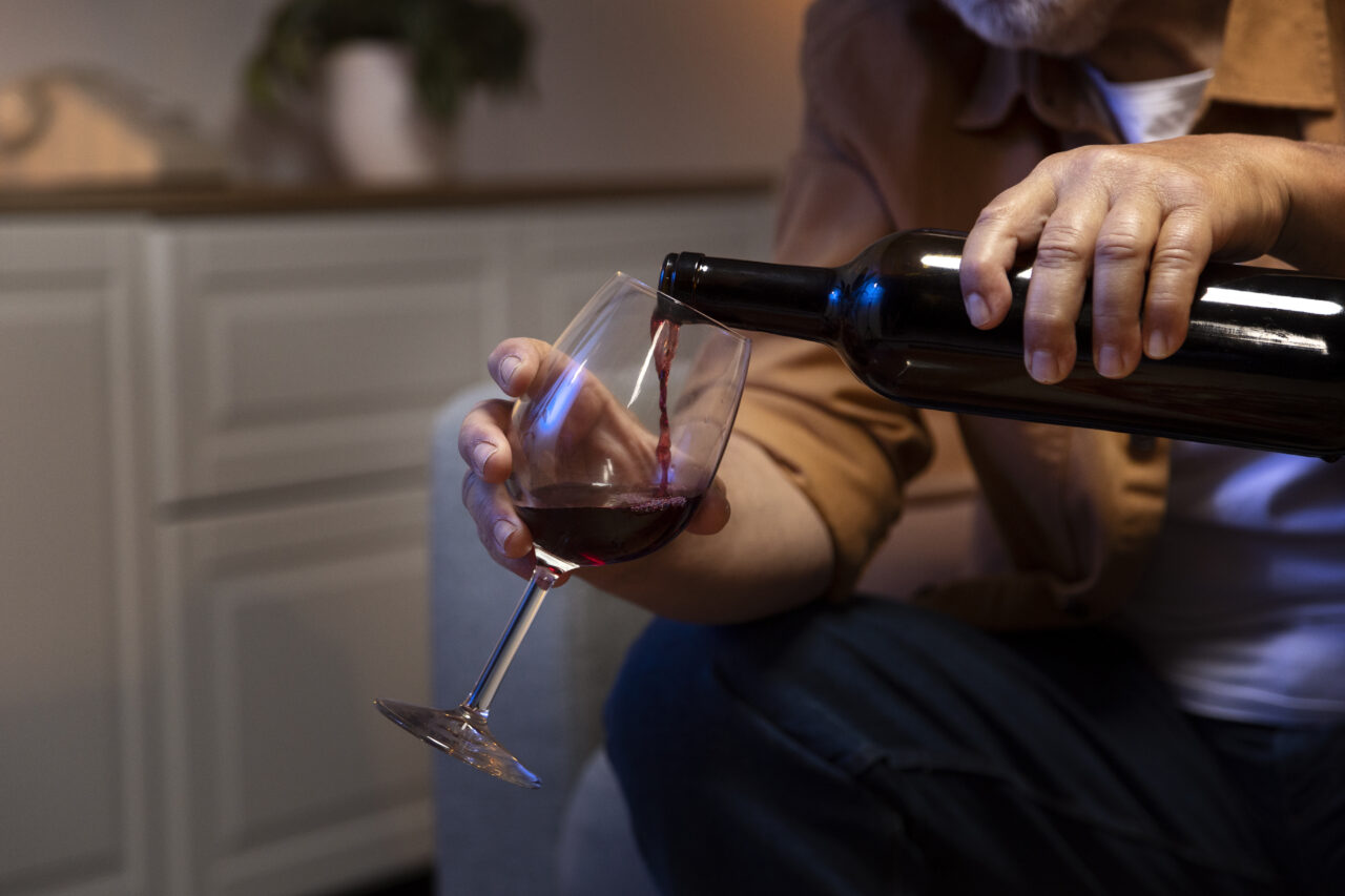man-enjoying-wine-while-being-home-alone