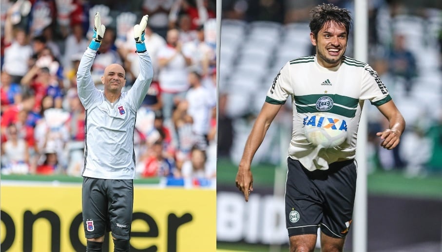 O goleiro Marcos, ídolo do Paraná Clube, e o meia Tiago Real, ex-Coritiba