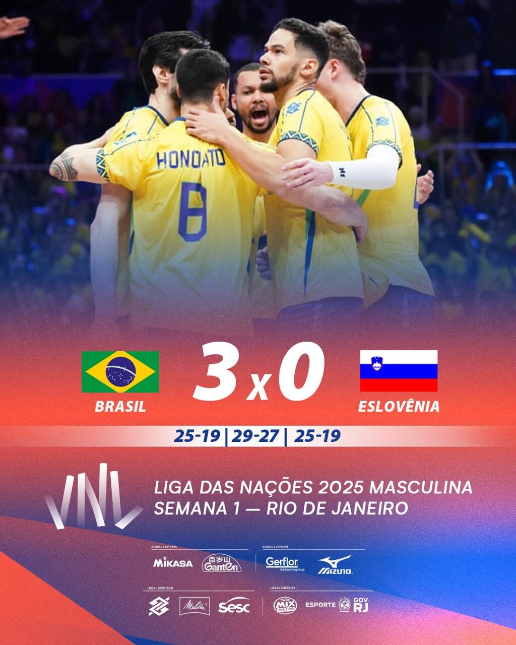 Vitória no vôlei masculino