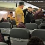 Casal de torcedores do Athletico discute com segurança do clube em avião