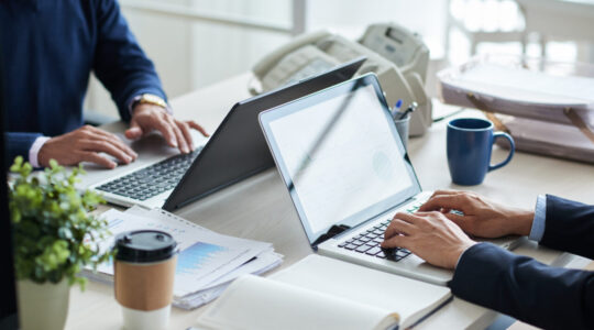 Working at desk