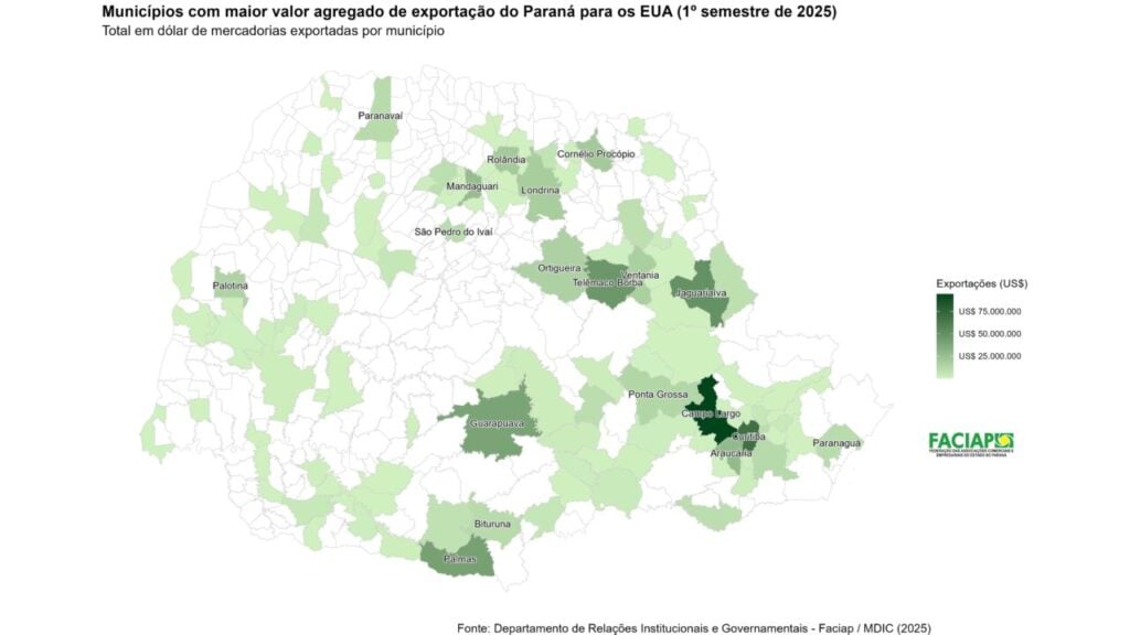 Gráfico 4 – Municípios com maior valor de exportação PR – EUA