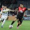 O atacante Luiz Fernando, do Athletico, contra o Novorizontino