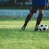 Soccer player action on the stadium
