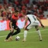 O lateral-direito Kauã Moraes, em Athletico x Athletic