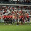 Jogadores do Athletico comemoram vitória sobre o Vila Nova