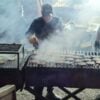 churrasco on fire