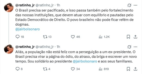 ratinho junior condenação bolsonaro X