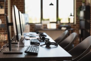 Multiple computers in a vacant workspace