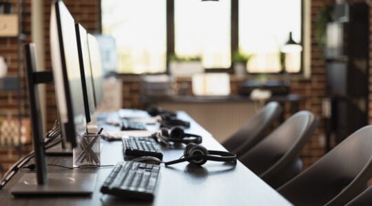 Multiple computers in a vacant workspace