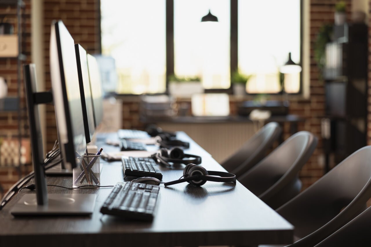 Multiple computers in a vacant workspace